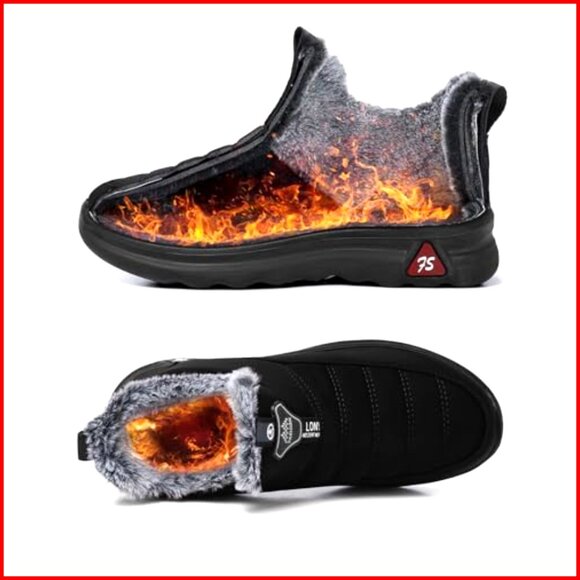 s-l400.jpg Fur Lined Slip On Ankle Boots Waterproof Winter Snow Boots Women